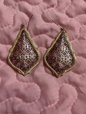 Gold and Silver Filigree Drop Earrings